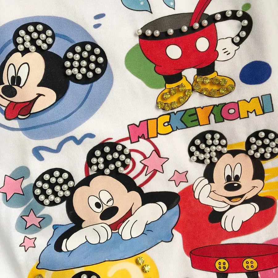 VINESU MKT06 - Y2K Retro Cartoon Gang Double-Sided Embellished Tee