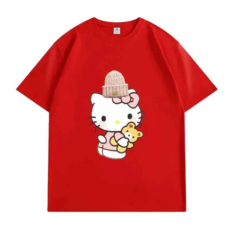 VINESU Heart - Melting! Hello Kitty T - shirt with Knitted Hat and Teddy Bear