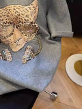 A92 - Luxury Hand-Beaded Leopard Tee | 220g Heavyweight Breathable Cotton | Premium Oversized Slouchy Top