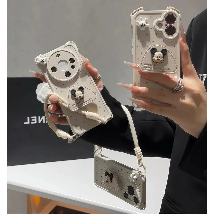 VINESU Adorable Mickey - themed Lanyard Phone Case: Cuteness Meets Practicality-White
