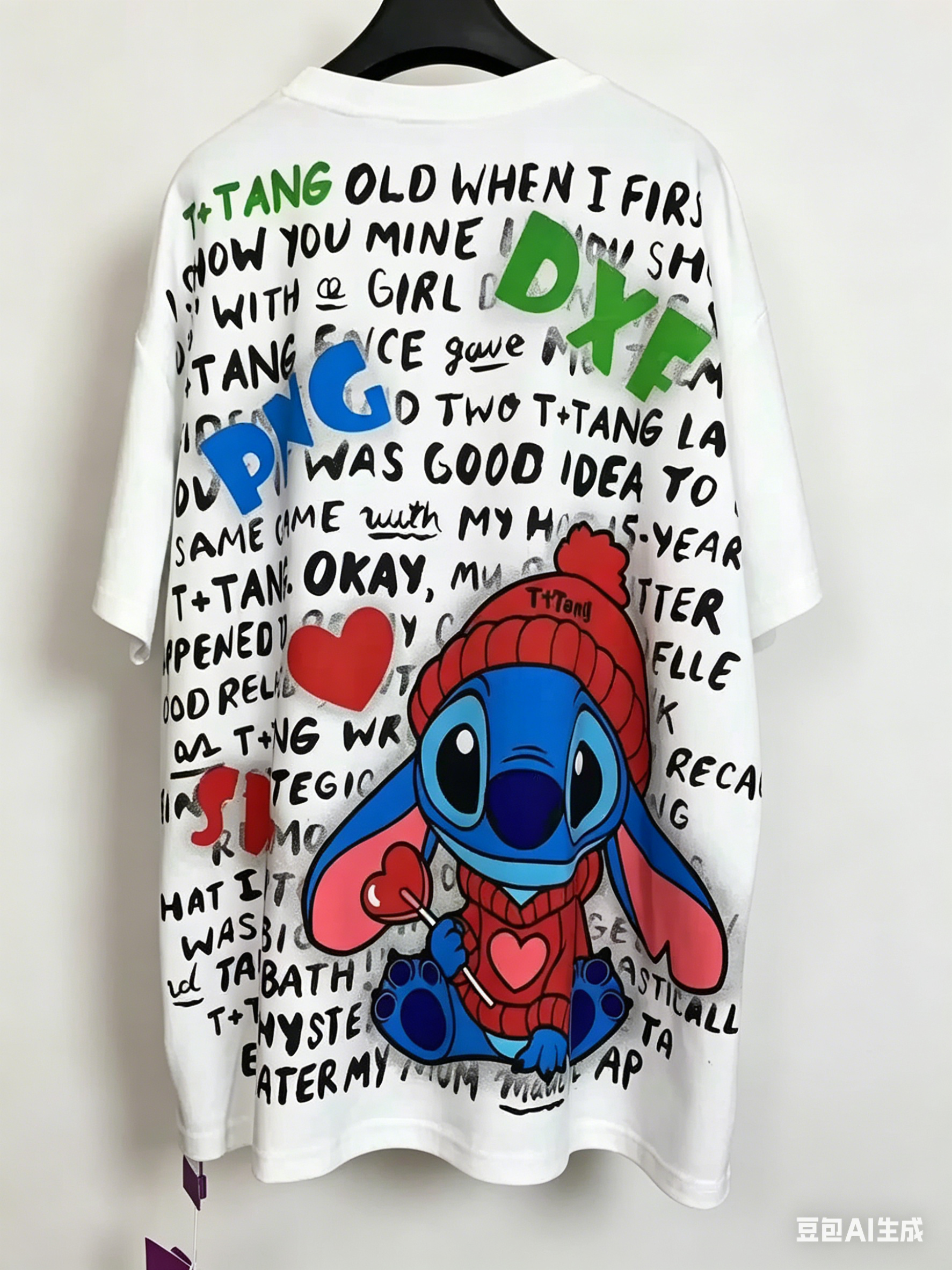 A195 90s Retro Cartoon Fun: Sparkling Stitch Rhinestone Graphic T-Shirt