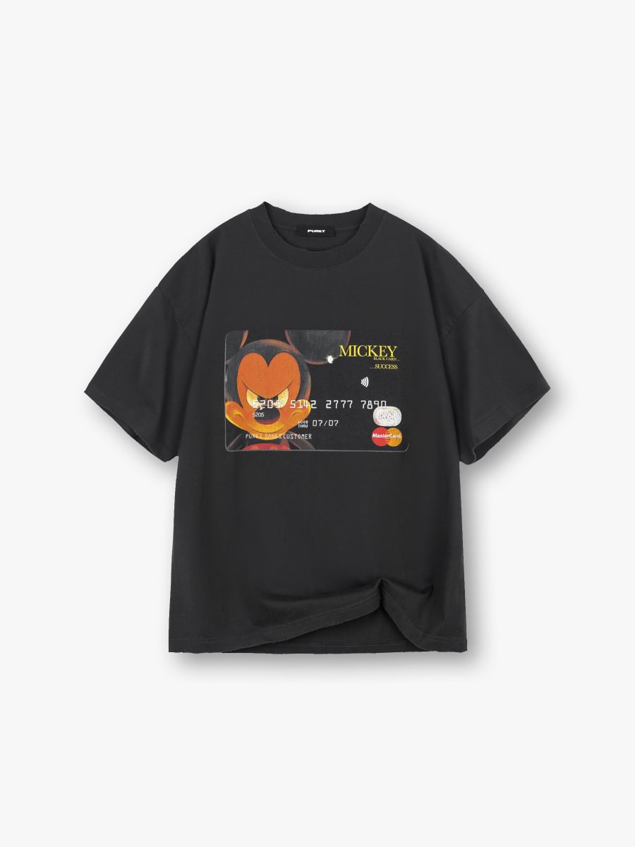A173 - Mickey "Mastercard" Vintage Tee - 220 GSM Heavyweight Cotton (Black)