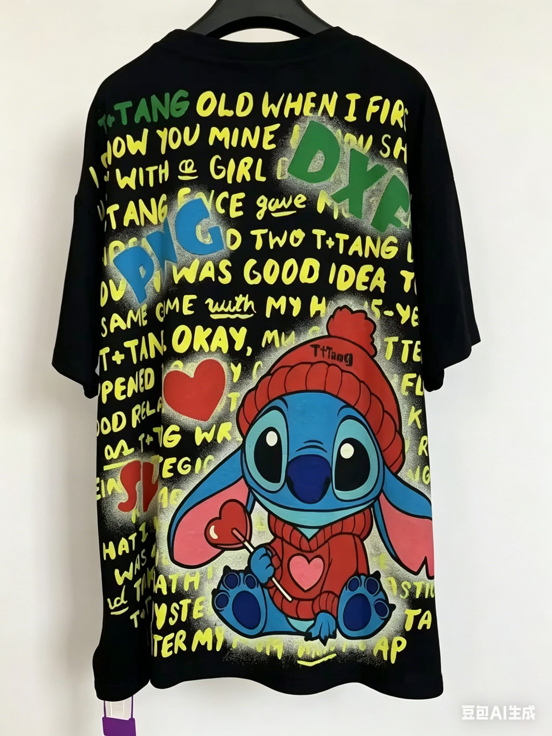 A195 90s Retro Cartoon Fun: Sparkling Stitch Rhinestone Graphic T-Shirt