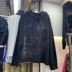 Sequin Embroidered Minnie Hoodie – Lightweight Oversized Pullover