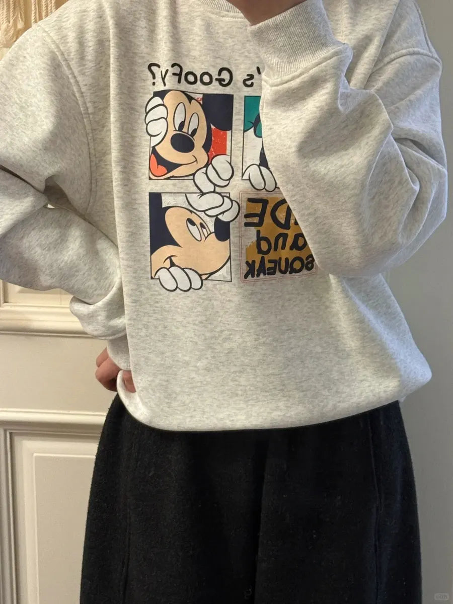 A87 - Vintage "Where's Goofy?" Comic Print Crewneck Sweatshirt | Heavyweight Fleece Loose Top
