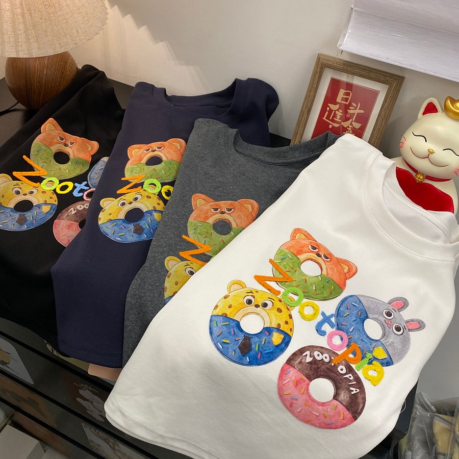 A179 - Zootopia Nick & Judy Graphic Tee - Hand-Embroidered Lettering - 220g Premium Heavyweight Cotton