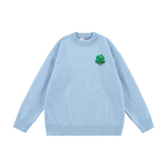 VINESU Handmade 3D Felt Decor Crewneck Sweater