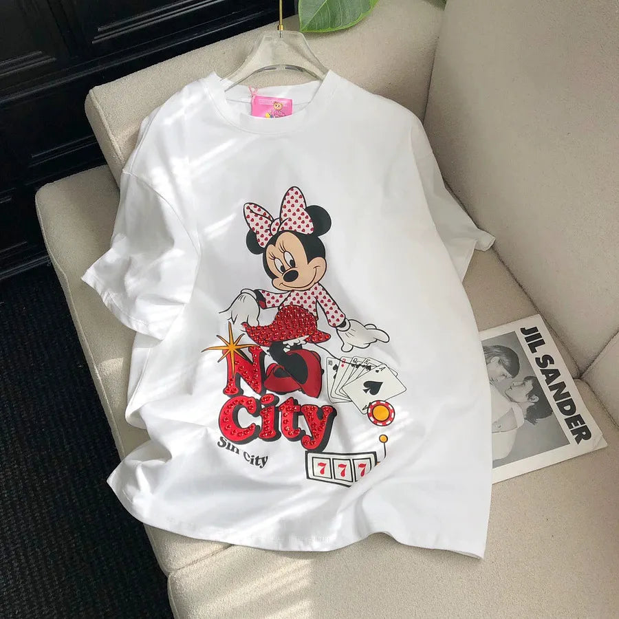 VINESU MN-Retro Printed Heavy Industry Short Sleeve T-Shirt