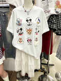 A249 - Mickey & Friends DIY 3D Bow Lace Graphic Oversized 100% Cotton T-Shirt 220g Heavy Tee