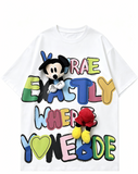 A244 - Mickey Mouse Graffiti Graphic Cotton Tee with 3D Accents