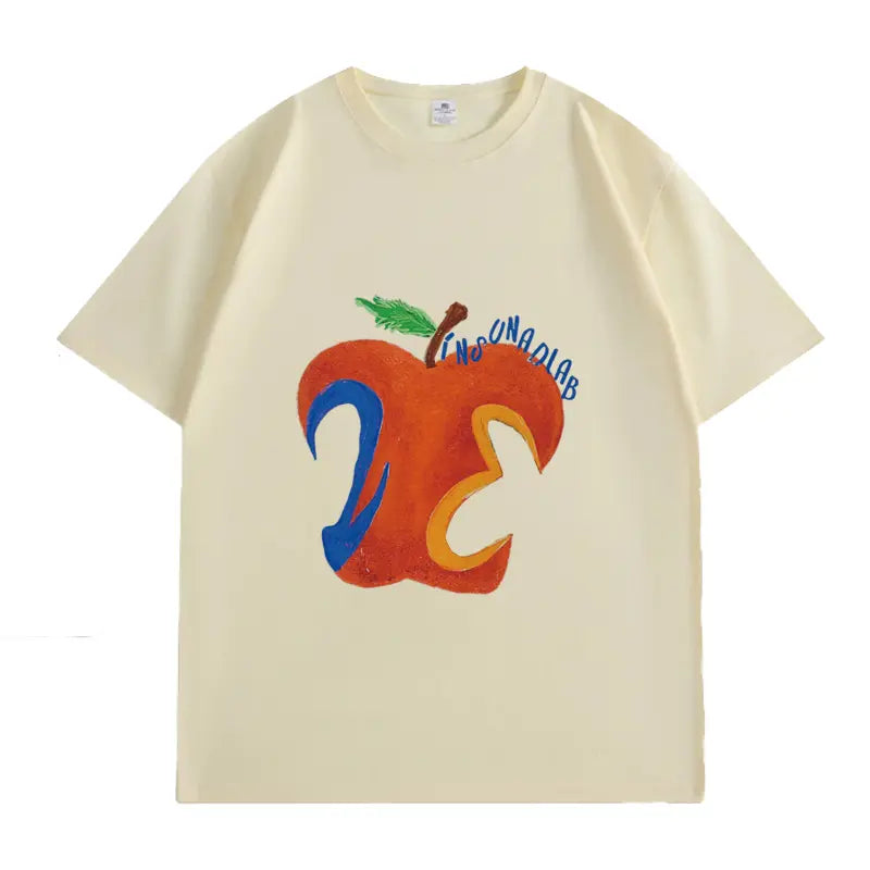 VINESU Apple Art T-shirts : Vintage Abstract Strokes, Colliding with Trendy Daily Looks