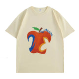 VINESU Apple Art T-shirts : Vintage Abstract Strokes, Colliding with Trendy Daily Looks