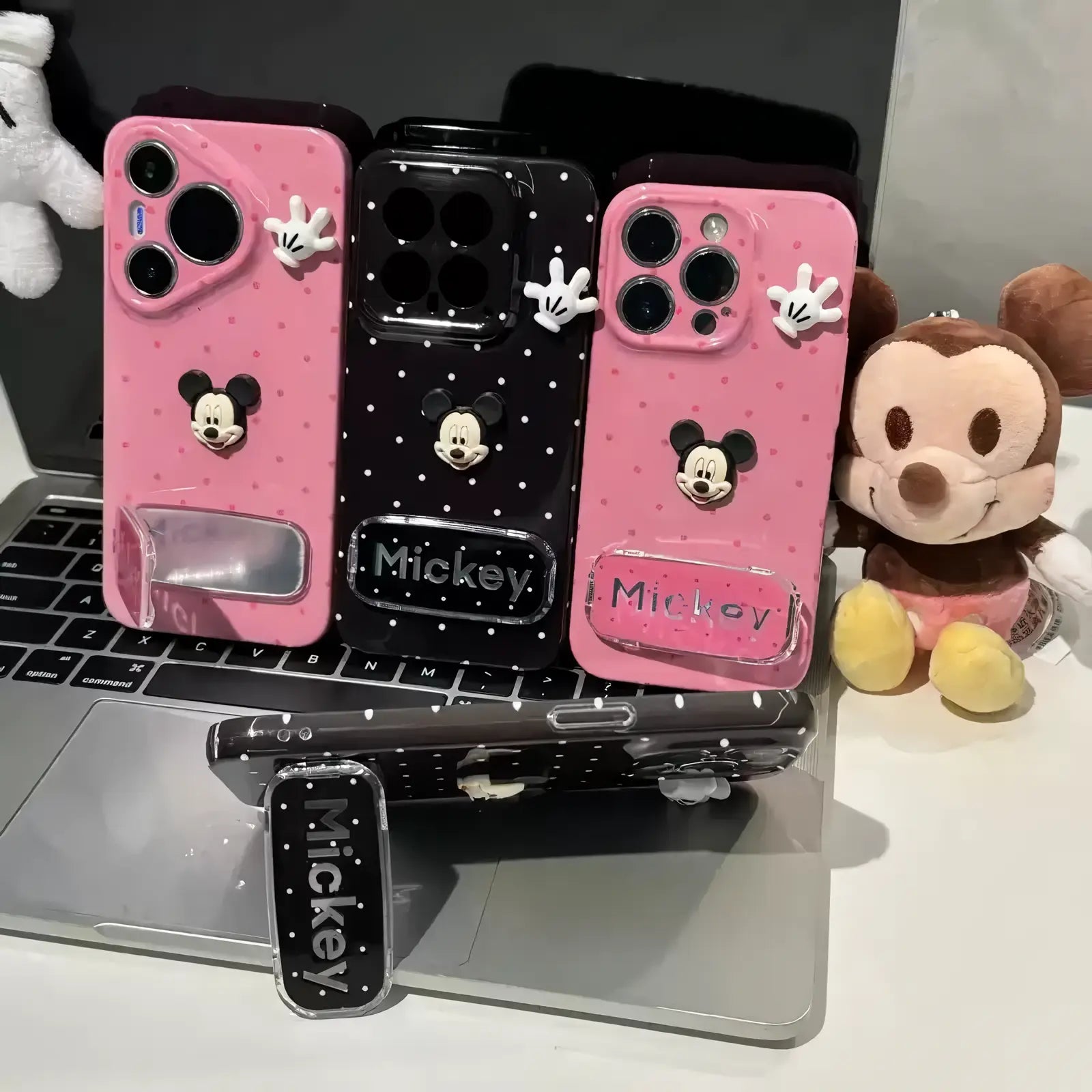 Cute Attack💘 3D Mickey Pink Polka - Dot Case