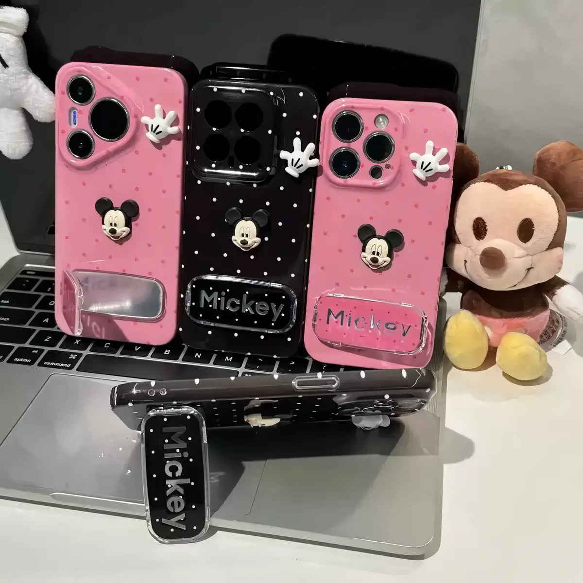 Cute Attack💘 3D Mickey Pink Polka - Dot Case