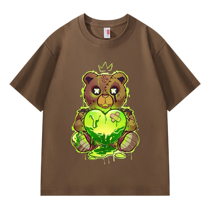 Hiphop Teddy bear Printed Heavyweight T-shirts