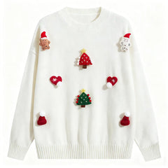 VINESU Christmas Vibe Max🎅 Handmade 3D Felt Decor Red Crewneck Sweater🔥