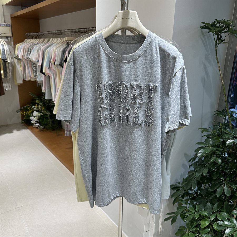 A165 - 320g Ultra-Heavyweight Beaded Graphic Tee - Premium Structured Boxy Fit Cotton T-Shirt - Luxury Artisanal Streetwear