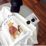 VINESU A13 - Strawberry Swan Bear & Penguin Long Sleeve Tee with 3D Scarf