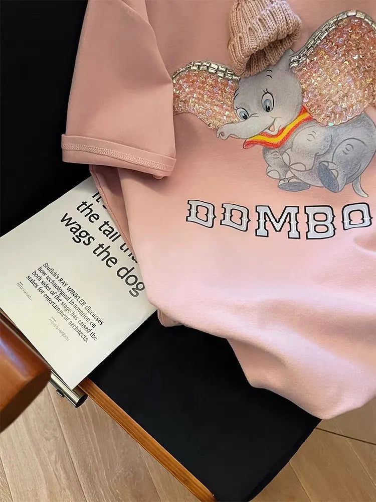 VINESU Sparkly Little Elephant Takes the Stage, the Eye - Catching Secret of Cute T - shirt