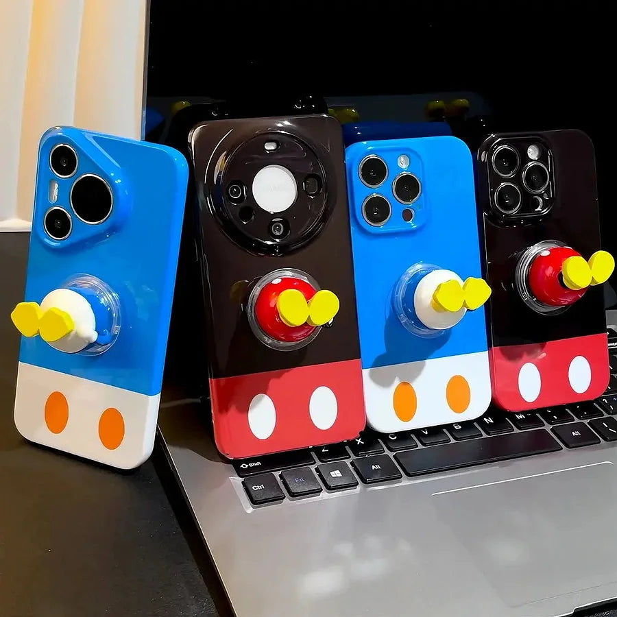 VINESU Fun Pick🎯 Color - Block Mickey Cases + “Butt” Stand—Cute & Playful