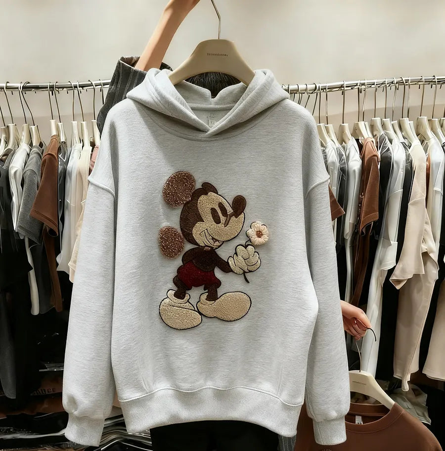 VINESU Heavy-Embellishment 3D Floral Hoodie