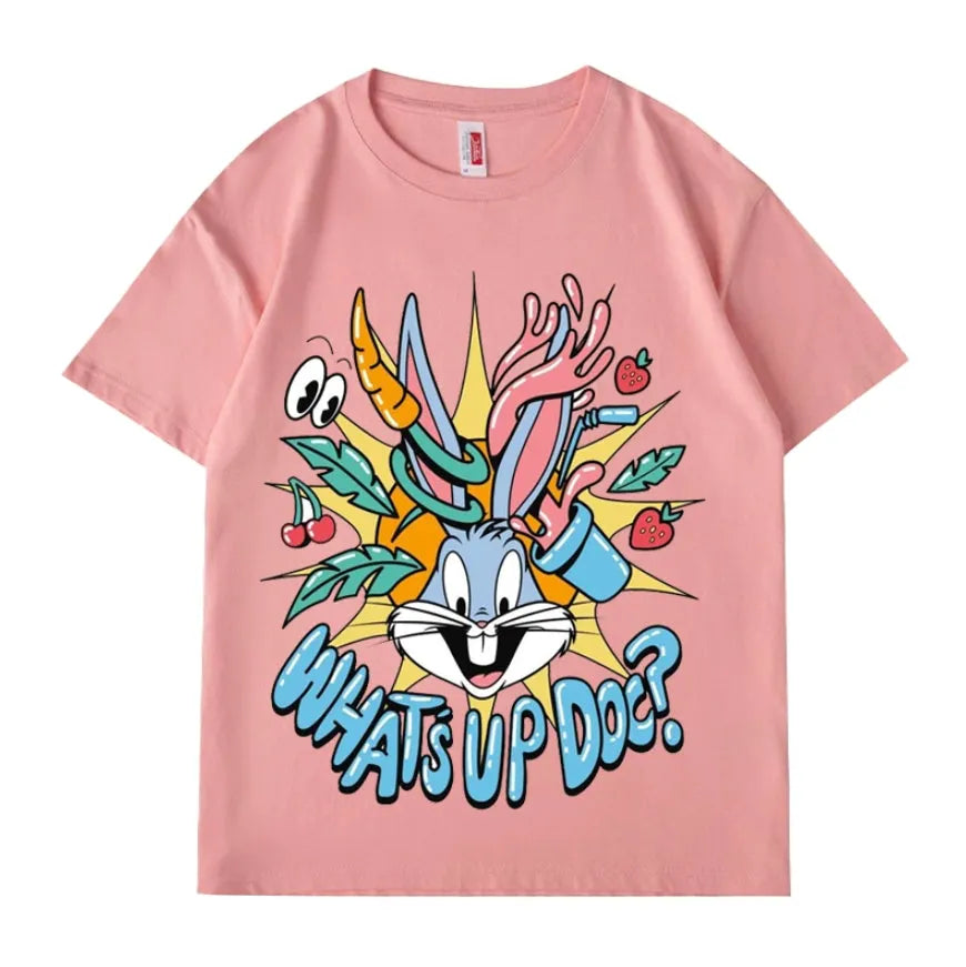 VINESU Bugs Bunny Series-What's up doc Printed Heavyweight T-shirts