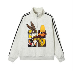 VINESU Looney Tunes - Themed Half - Zip Sweatshirt: Sporty and Cartoon - Filled