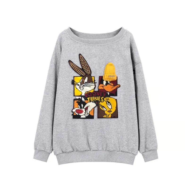 VINESU Looney Tunes - Themed Off - Shoulder Sweatshirt: Chic and Cartoon - Centric