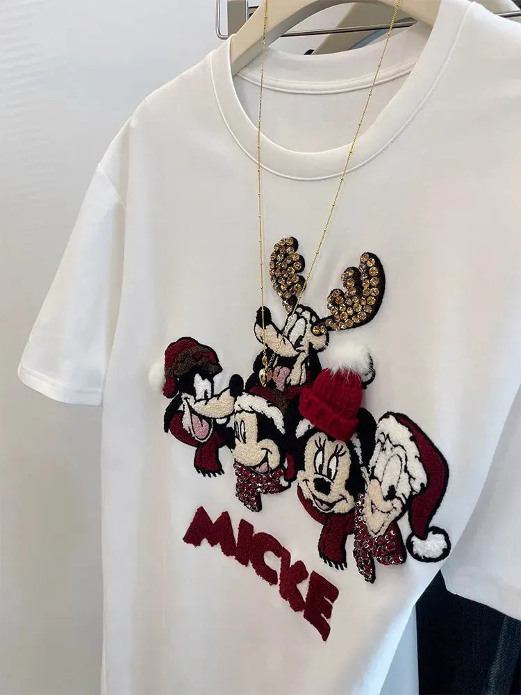 VINESU 3D Embroidered Cap & Cartoon Short-Sleeve Tee - Heavy Craftsmanship Design