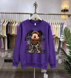 Leopard Street Mickey Graphic Cotton Sweatshirt | Casual Crewneck Pullover