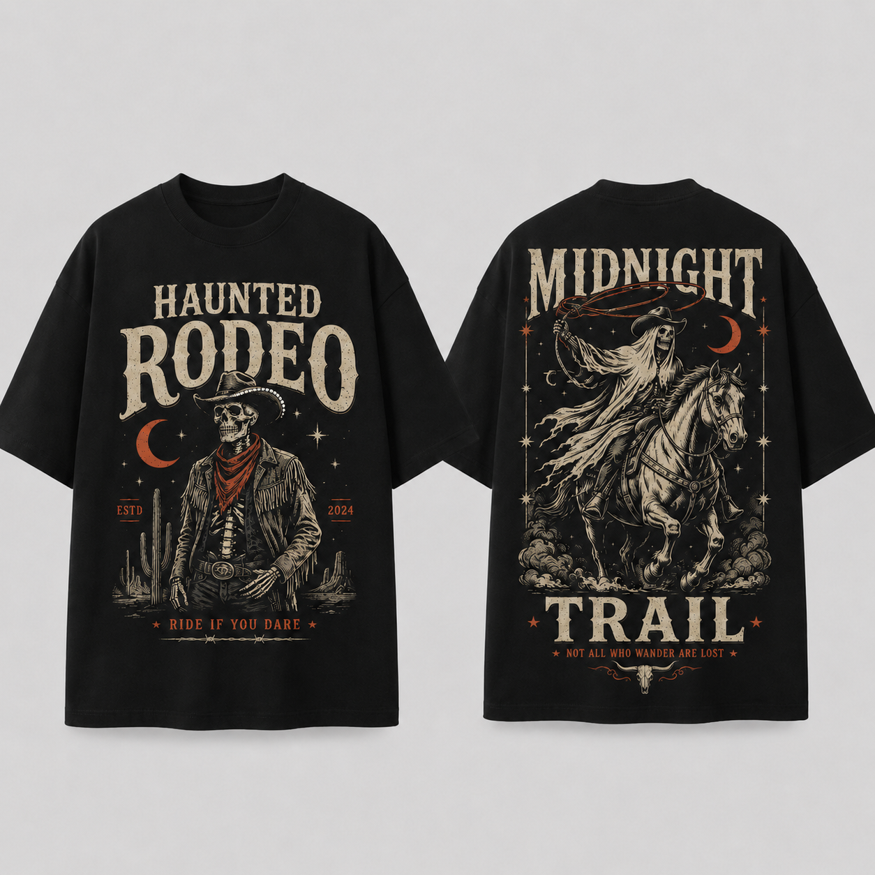 Western Gothic Graphic T-Shirt 230G Heavy Cotton Tee with Handmade Rhinestone Detail