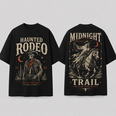 Western Gothic Graphic T-Shirt 230G Heavy Cotton Tee with Handmade Rhinestone Detail