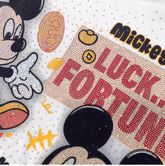VINESU A09 - Lucky Fortune Mouse Oversized Tee with Custom Rhinestones