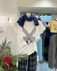 VINESU V786 - Sparkle Bunny Bling Graphic Relaxed Fit T-Shirt