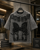 VINESU H125 🎀 H126 🔥 2026 Trend: Daisy Sequin Embellished Washed Vintage Oversized Heavy Detail Tee