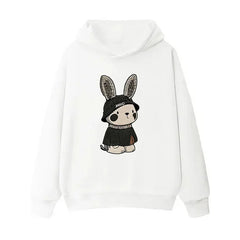 VINESU Cool Bling Bunny Ear Embroidered Hoodie｜3D Embroidery + Rhinestone Ears