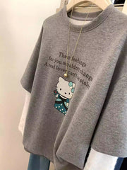 VINESU A40 Women’s Oversized Hello Kitty Short Sleeve Tee