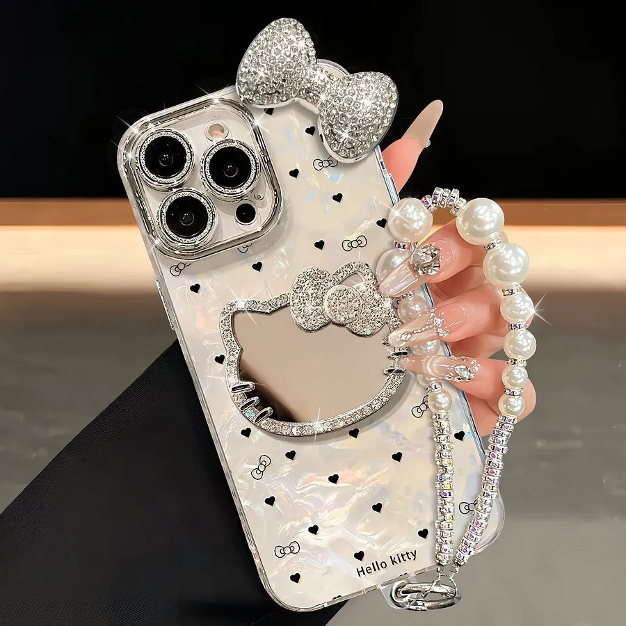 VINESU Scream - Worthy💎 Hello Kitty Rhinestone Case—Mirror & Chain In One