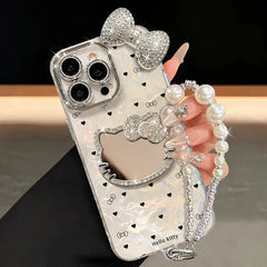 VINESU Scream - Worthy💎 Hello Kitty Rhinestone Case—Mirror & Chain In One