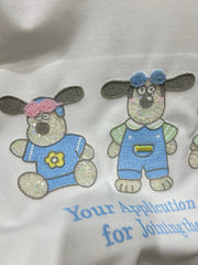 A164 - Luxury Three Bears 3D Embroidery T-Shirt - 320g Ultra-Heavyweight Cotton - Structured Boxy Fit Streetwear Top