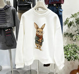 VINESU Heavy-Duty Glasses Bunny Crewneck Sweatshirt - Trendy Casual Style