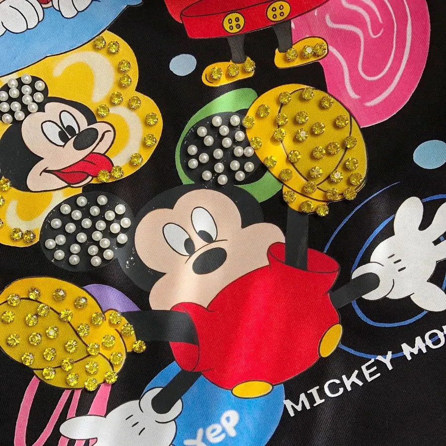 VINESU MKT06 - Y2K Retro Cartoon Gang Double-Sided Embellished Tee