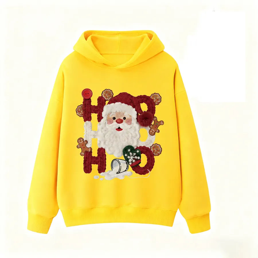 VINESU Cotton Christmas Hoodie | Creative "HO HO" Santa Printed Design