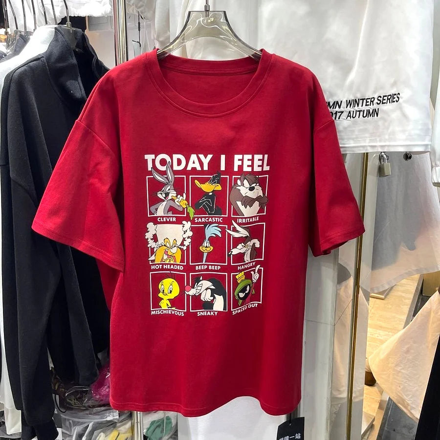 VINESU A23 - Looney Tunes Characters Oversized Graphic Tee