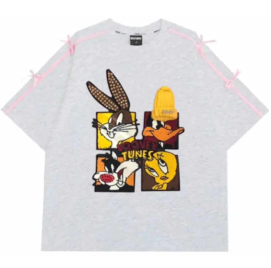 VINESU New Fashionable 3D Bow Print Tee