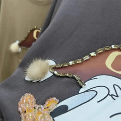 VINESU Full of Festive Feel! Donald Duck Rhinestone Christmas T - shirt
