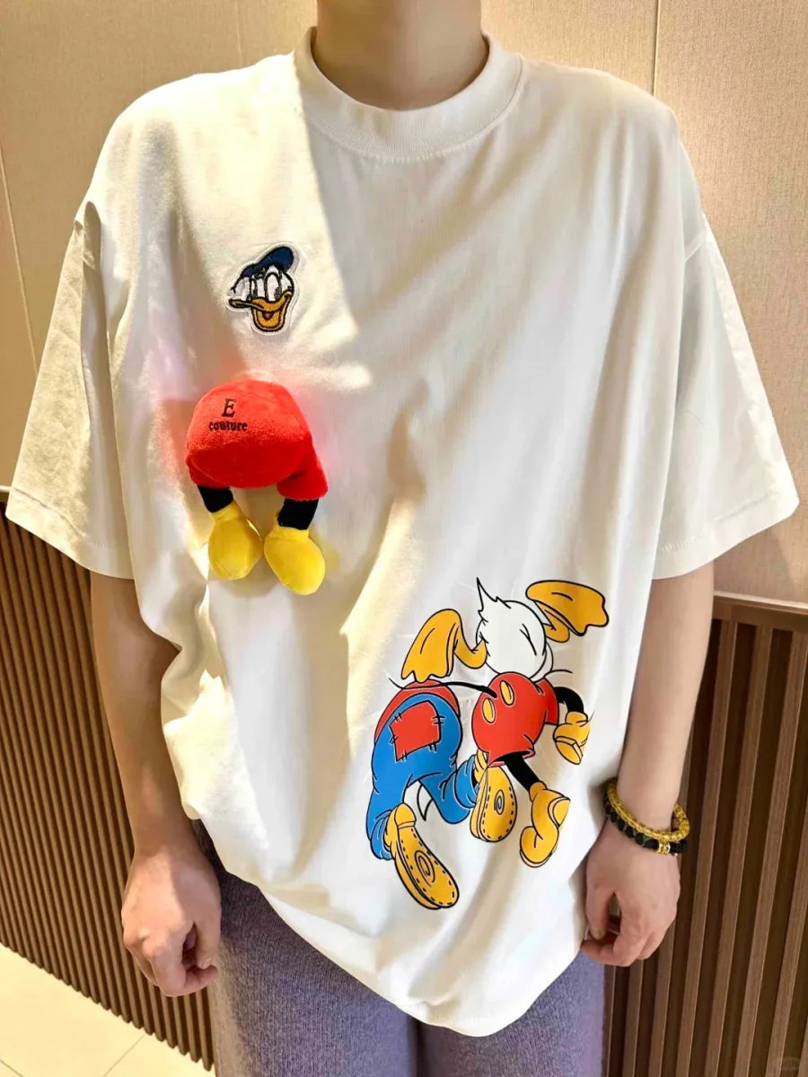 Vinesu A80 - Unisex Heavyweight Boxy Tee | Donald Duck 3D Plush Patch | Premium 220g Cotton Streetwear