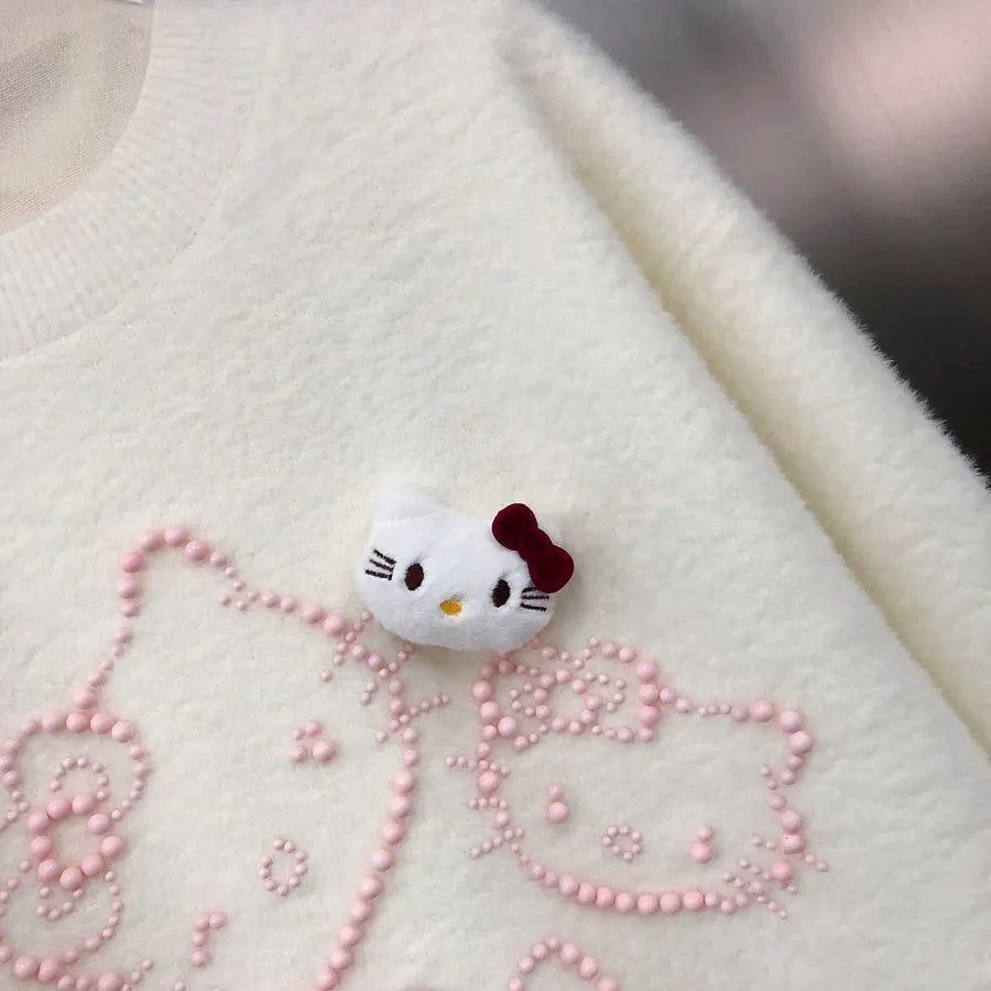 VINESU Ultra-Soft Hello Kitty Sweater with Heavy-Duty Beads 🐱