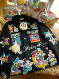 Vinesu A70 - Custom Mickey Patchwork Denim Jacket - Handmade Oversized Jean Jacket