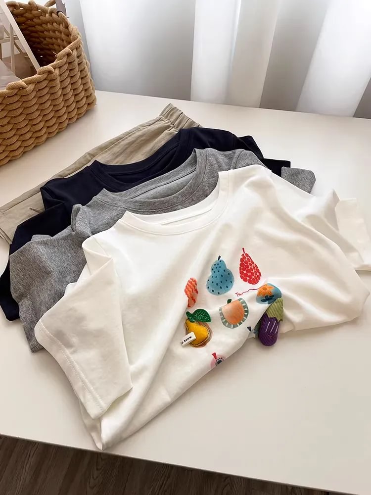 A97 - 3D Padded Fruit & Veggie Plush Tee – Heavyweight Structured Cotton